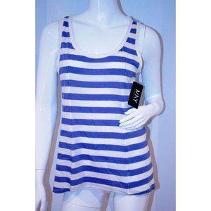 ANDREW MARC New  YORK Striped PERFORMANCE Tank TOP SPORT Yoga BLUE ( XS )